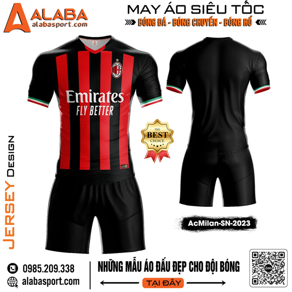 Mẫu áo đá bóng CLB AcMilan ấn tượng 2024